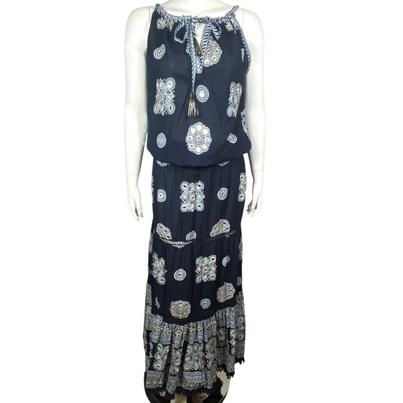 Ruby Yaya Maxi Dress Womens Size L Sleeveless Embellished Tiered Boho Flowy - Picture 1 of 9